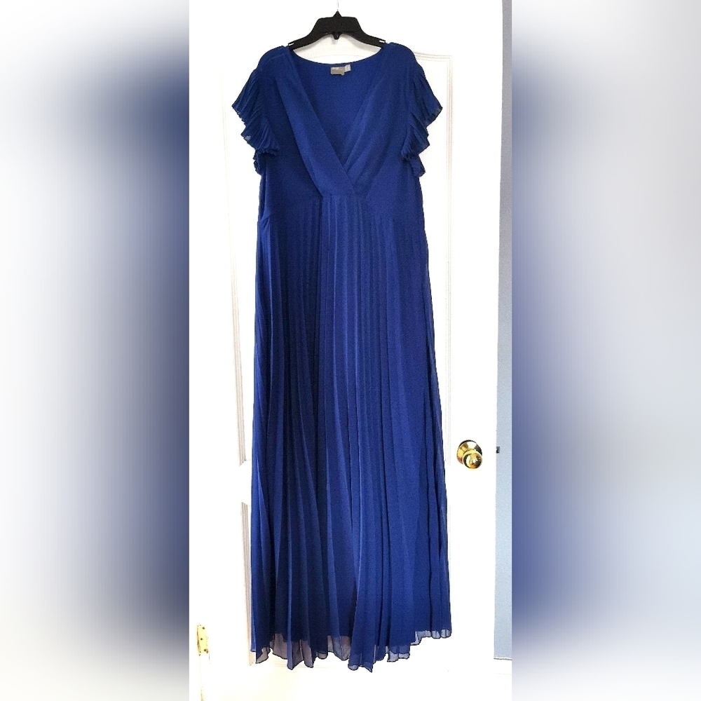 Asos Pleated Blue Maxi Dress Size 12